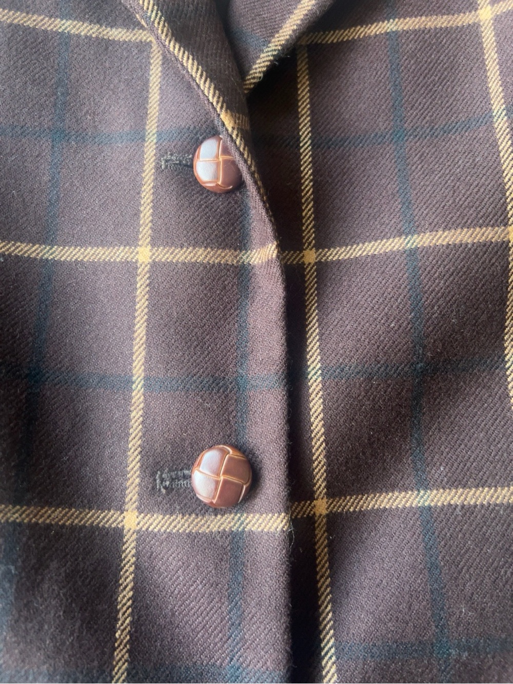 Vintage Jennifer Moore 100% Wool Windowpane Plaid Blazer Brown Sz6 Velvet Collar - Picture 4 of 8